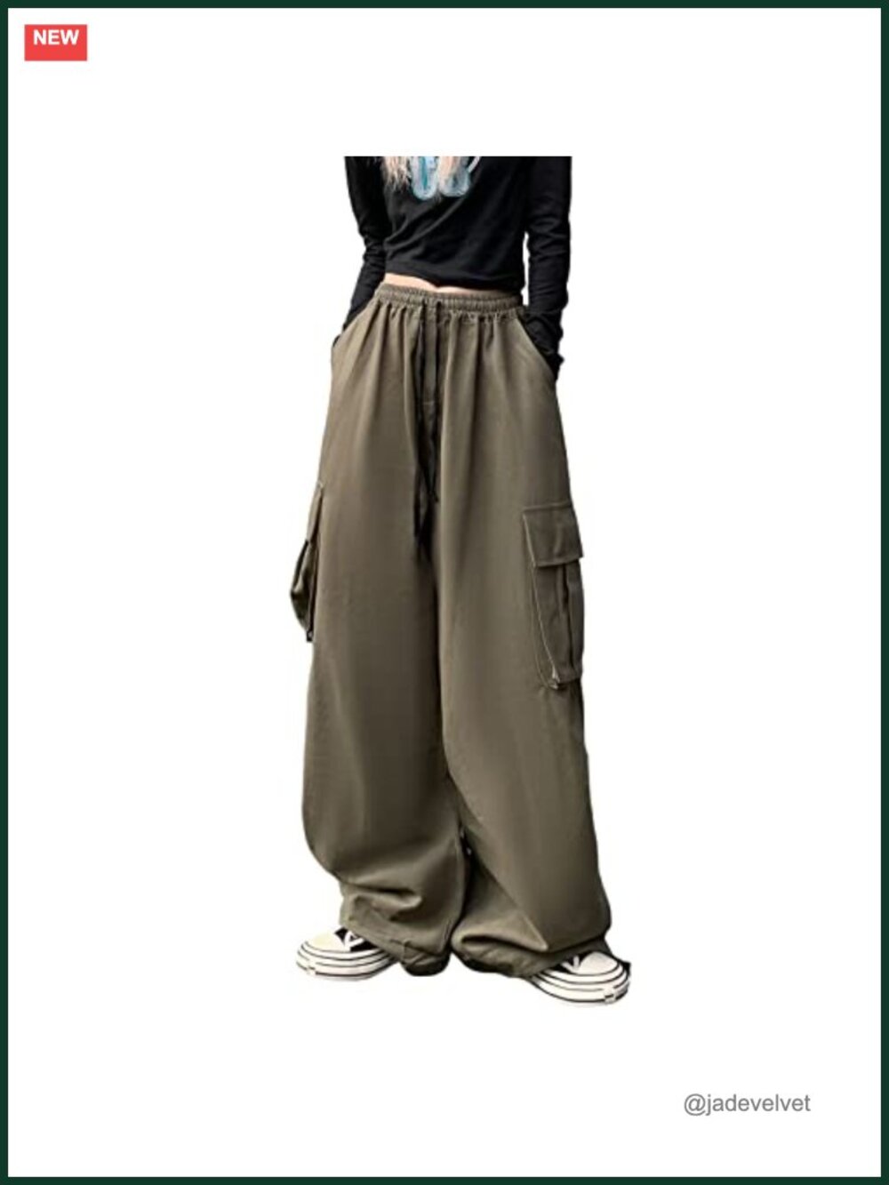 Baggy Cargo Pants Y2K Gothic High Waisted Wide Leg Trousers Streetwear